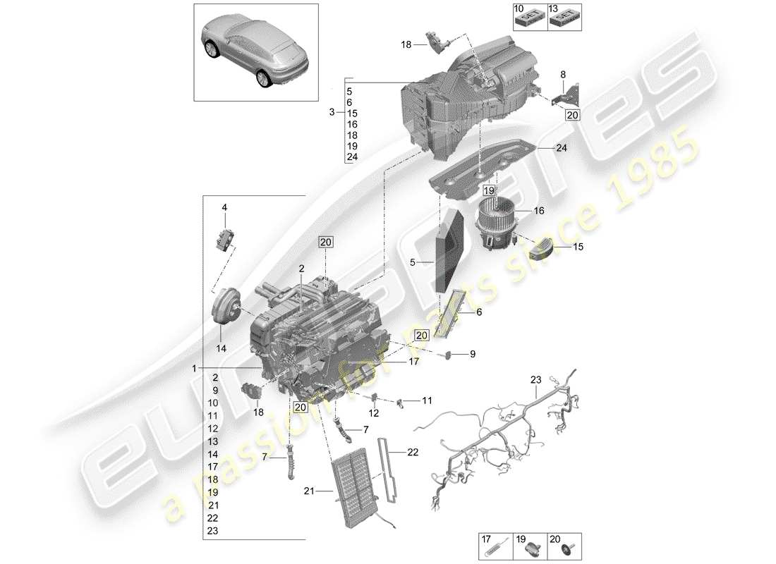 porsche macan (2020) air conditioner part diagram