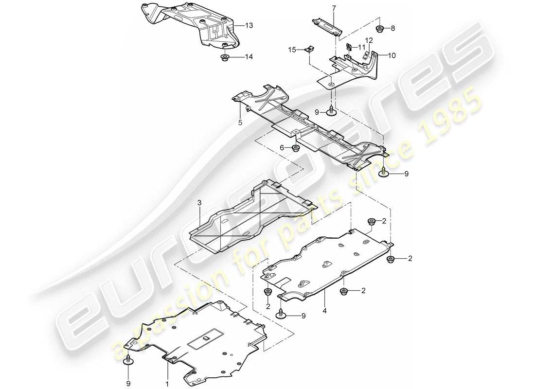 porsche cayman 987 (2006) trims parts diagram