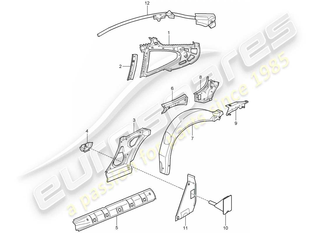 porsche 996 (2000) side panel part diagram