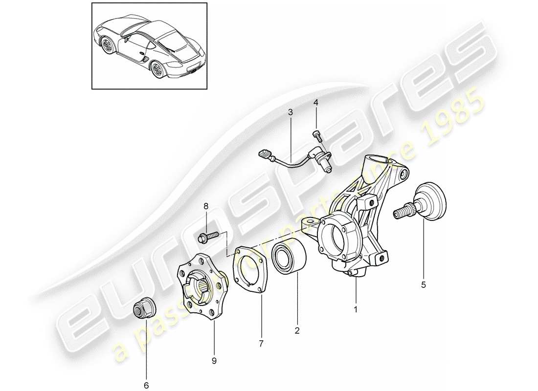 porsche cayman 987 (2010) wheel carrier parts diagram