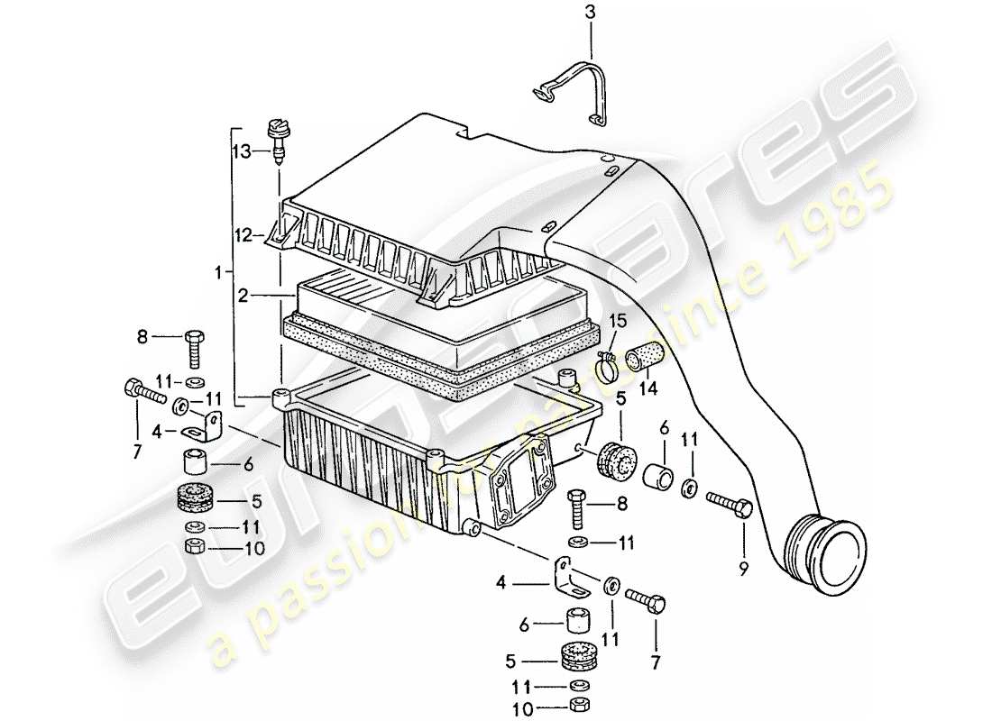 porsche 944 (1989) air cleaner system part diagram