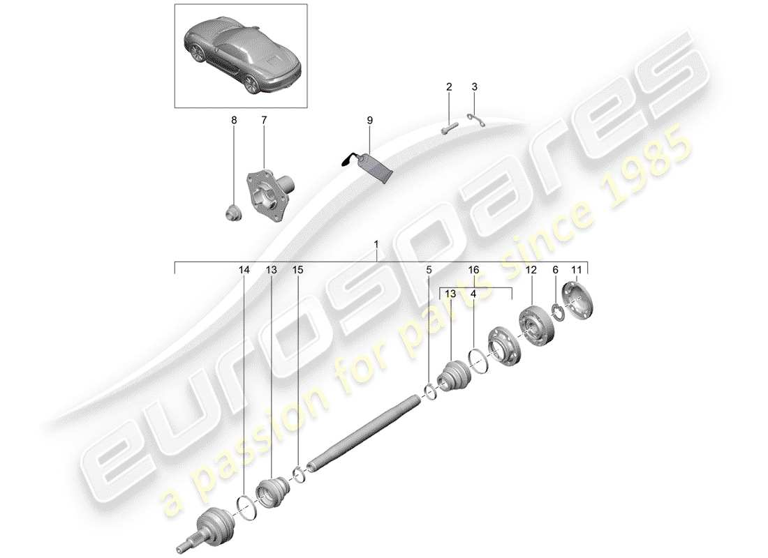 porsche boxster 981 (2012) drive shaft parts diagram