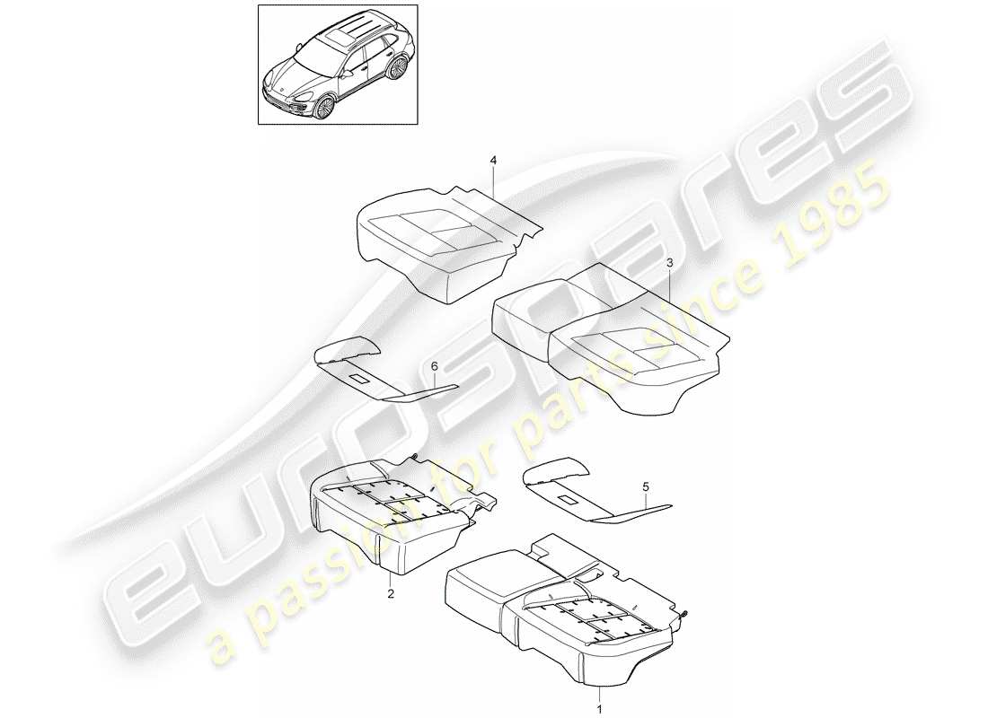 porsche cayenne e2 (2018) seat cushion part diagram