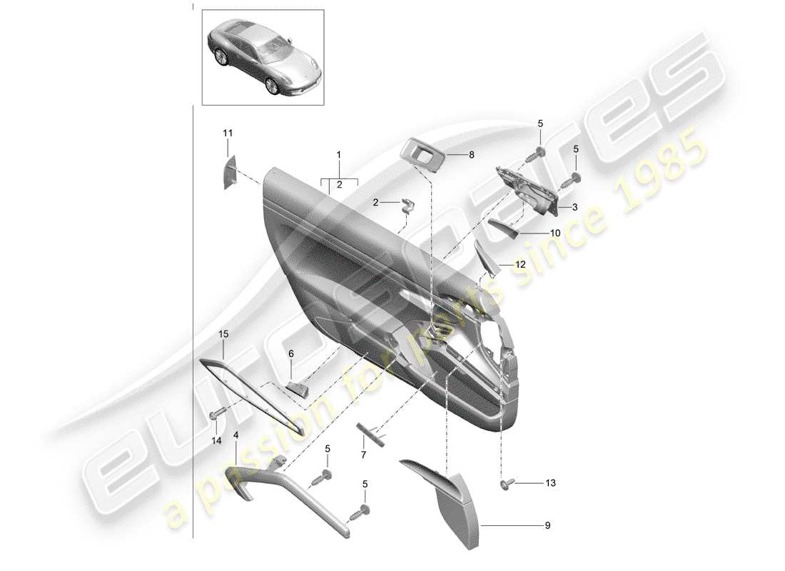 porsche 991 (2015) door panel parts diagram