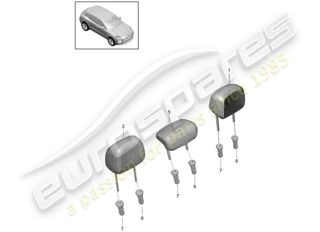 porsche macan (2020) headrest part diagram