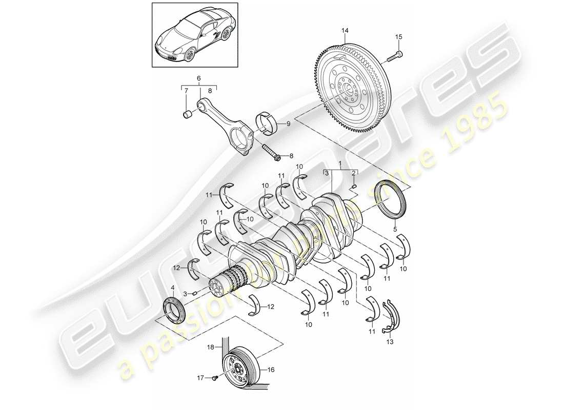 porsche cayman 987 (2012) crankshaft parts diagram