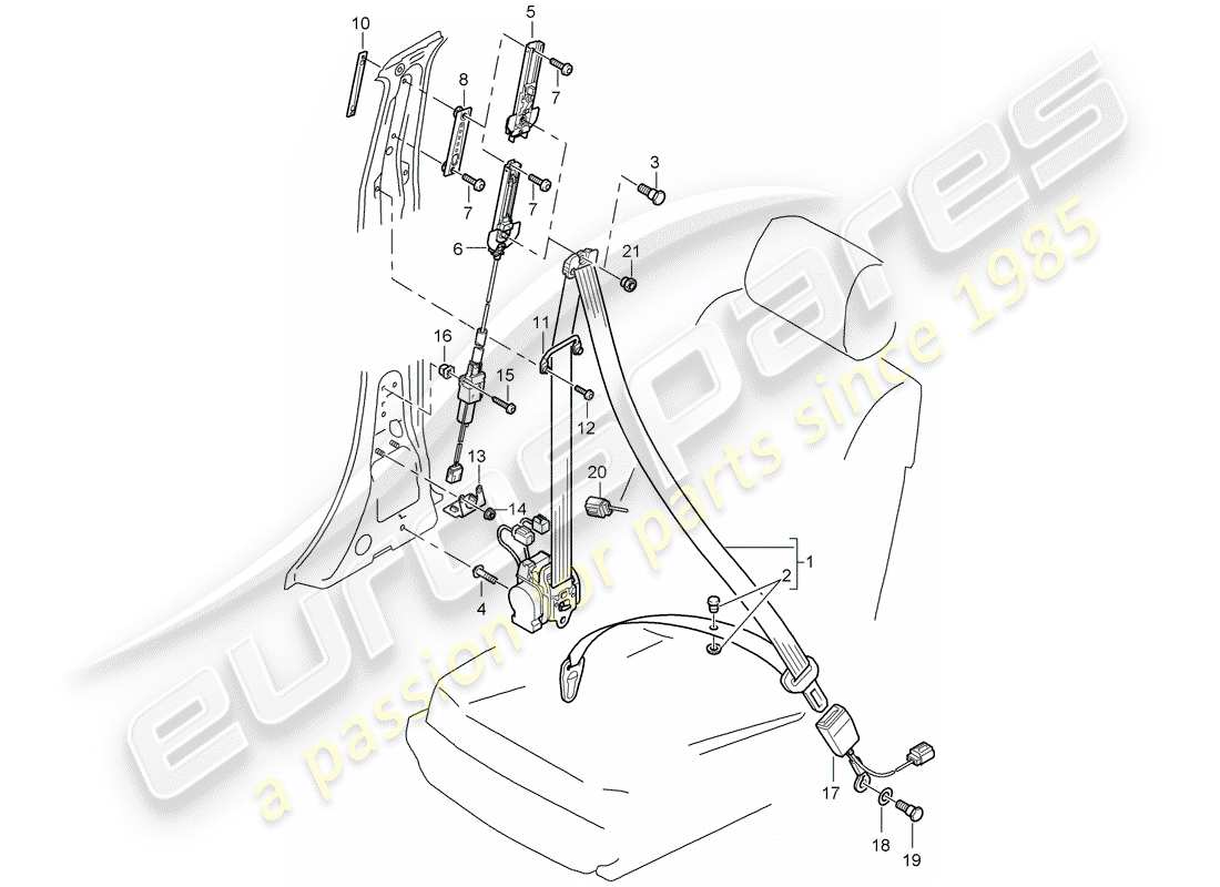 porsche cayenne (2008) seat belt part diagram