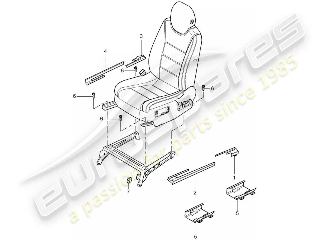 porsche cayenne (2003) seat part diagram