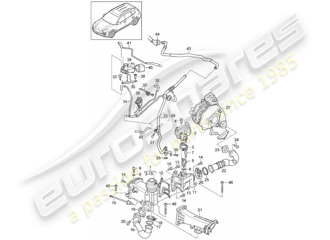 porsche cayenne e2 (2013) exhaust recirculation part diagram