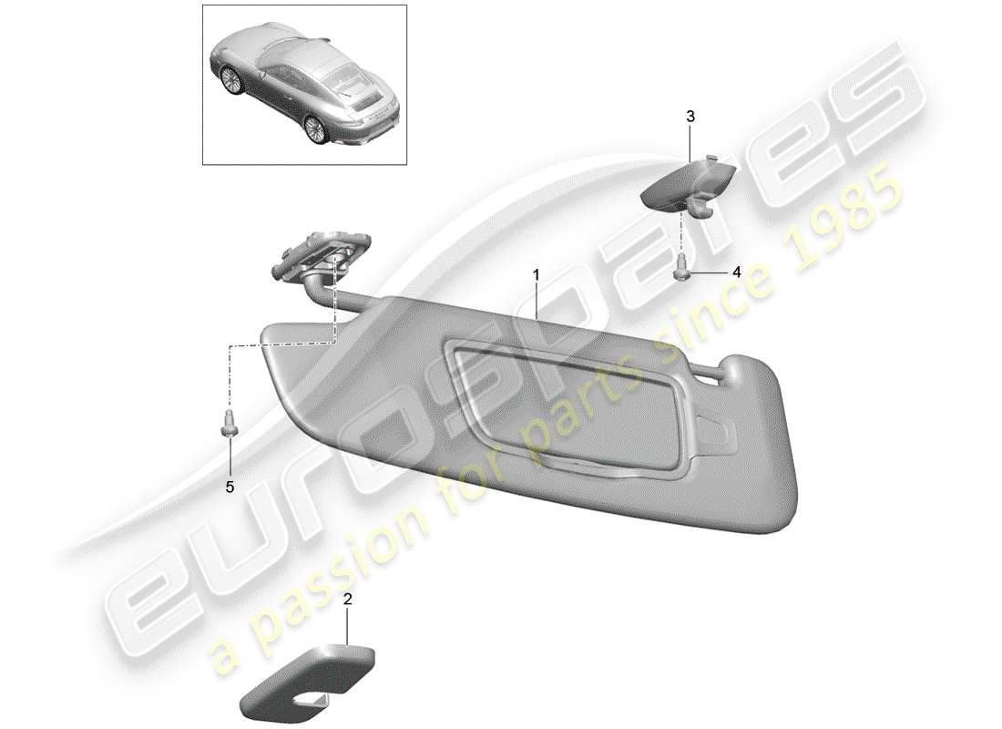 porsche 991 gen. 2 (2019) sun vizors part diagram