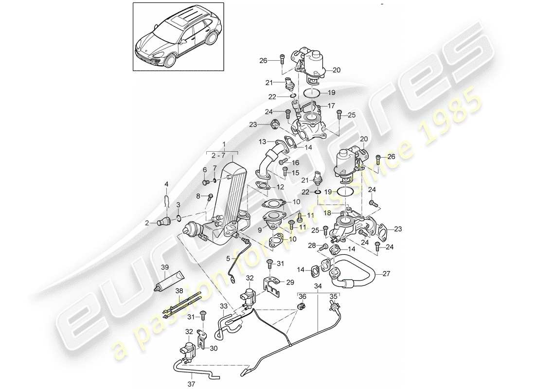 porsche cayenne e2 (2013) exhaust recirculation part diagram