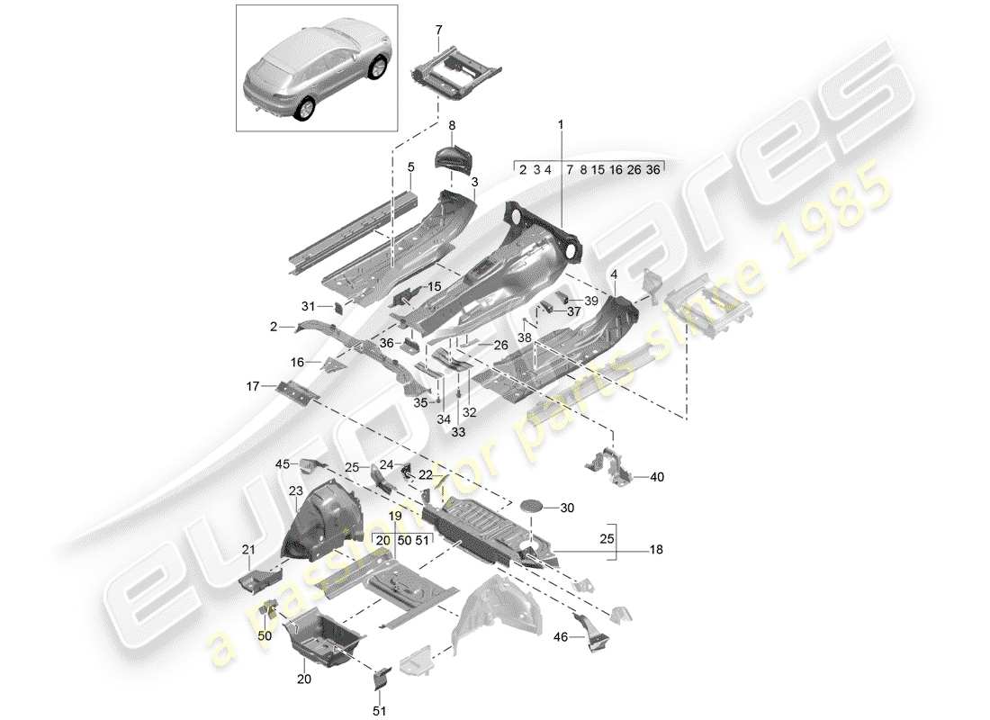 porsche macan (2018) floor plates part diagram