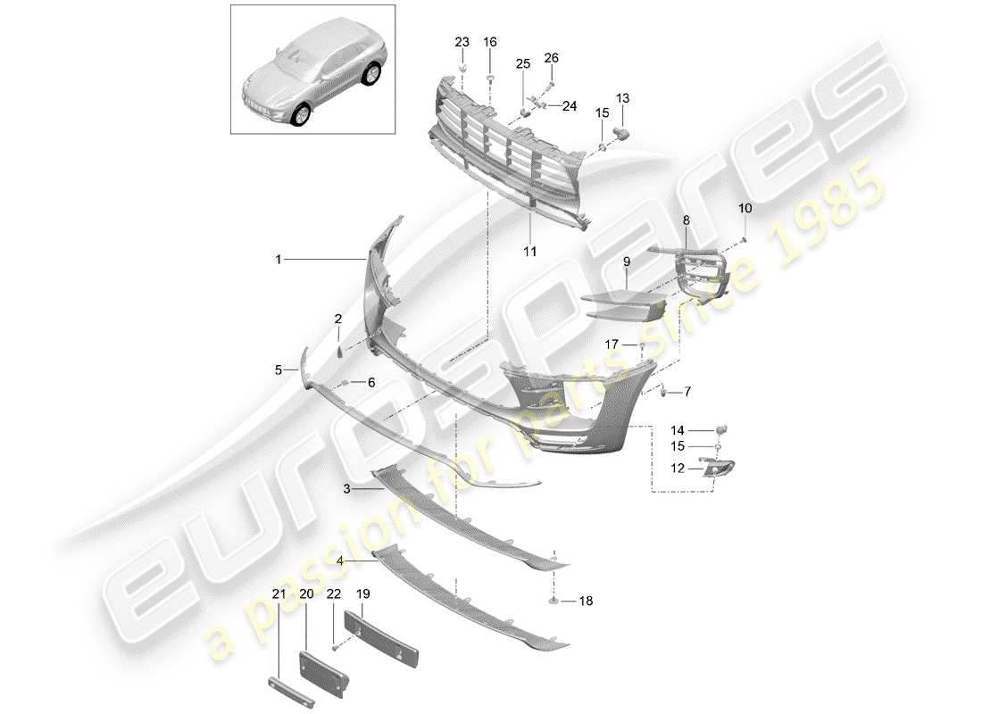 porsche macan (2018) bumper part diagram