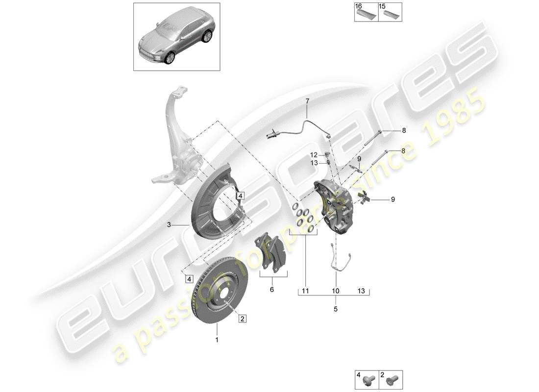 porsche macan (2020) disc brakes part diagram