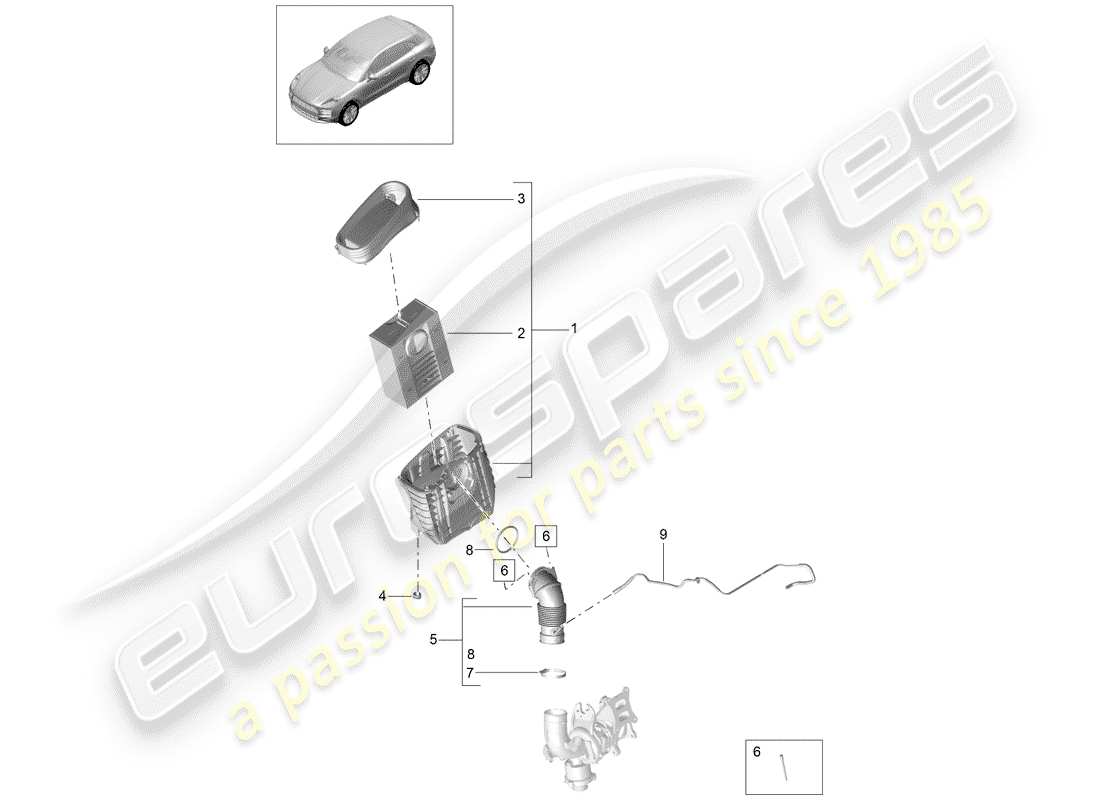 porsche macan (2020) air filter part diagram