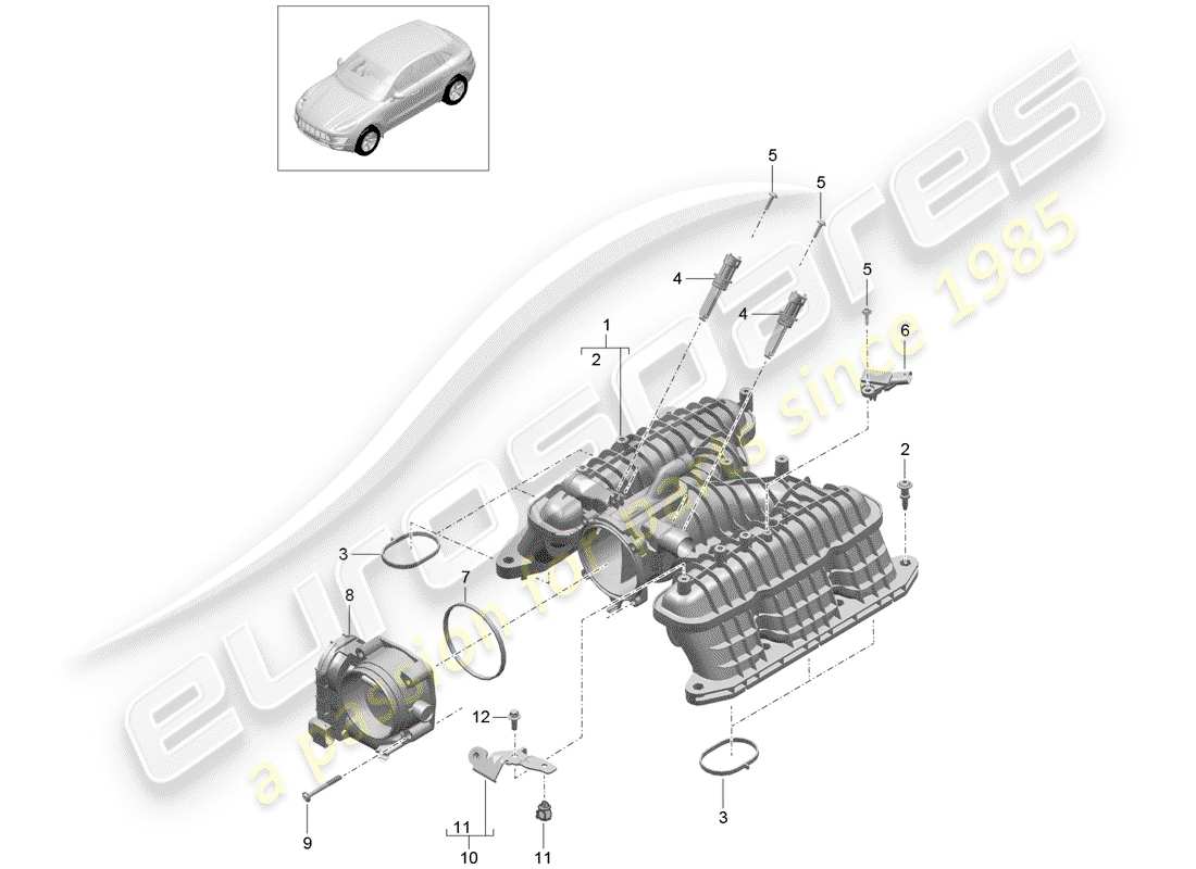 porsche macan (2014) intake air distributor parts diagram