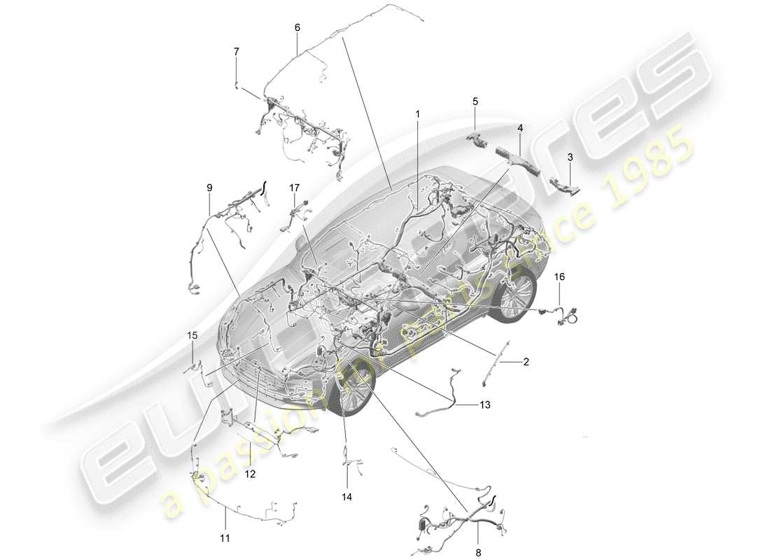 porsche macan (2020) harness part diagram