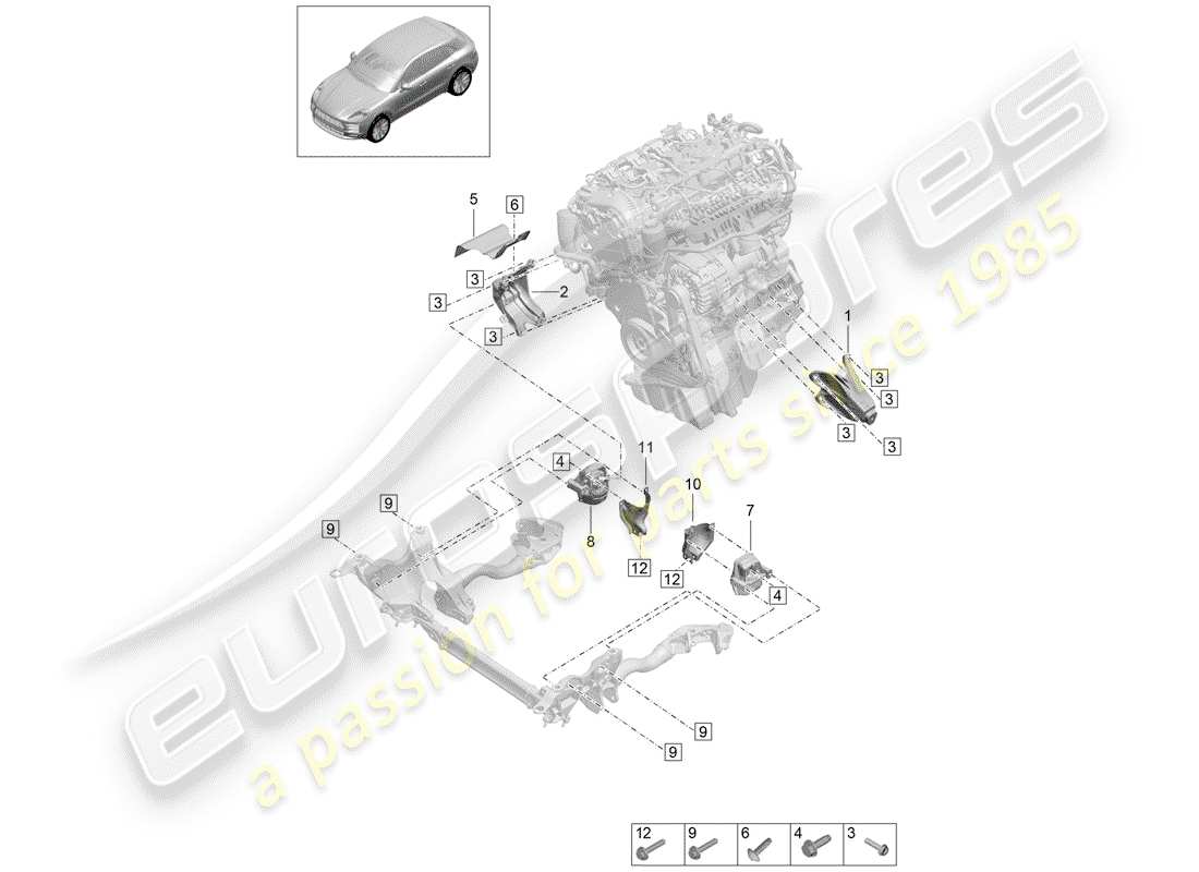 porsche macan (2020) engine lifting tackle part diagram