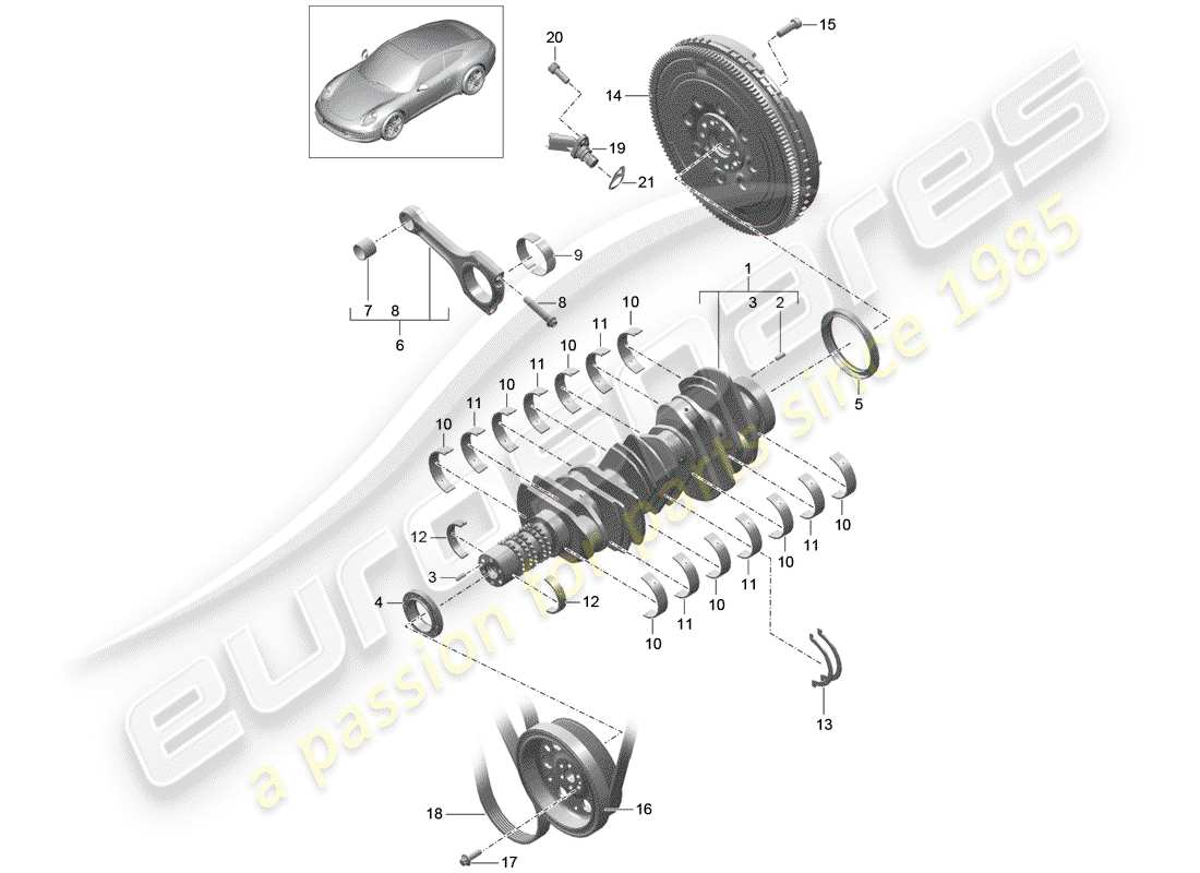 porsche 991 (2015) crankshaft parts diagram