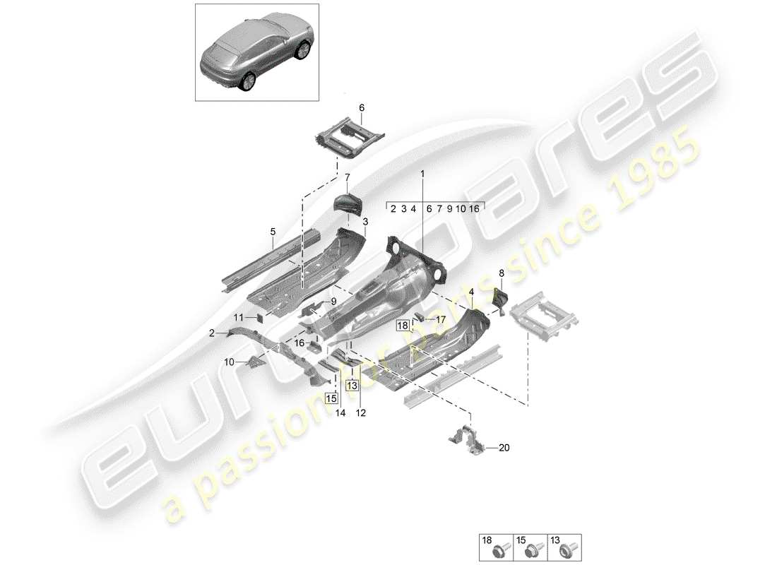 porsche macan (2020) floor plates part diagram