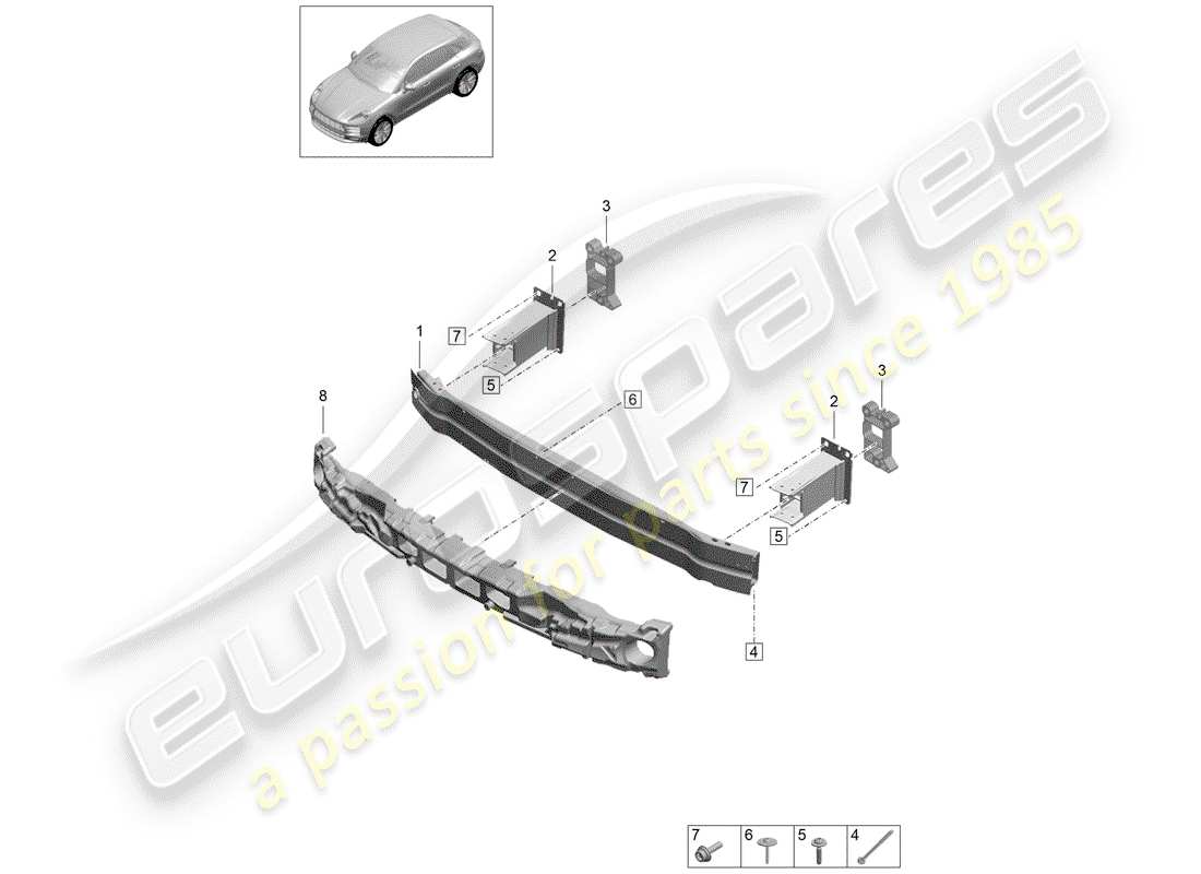 porsche macan (2020) bumper bracket part diagram