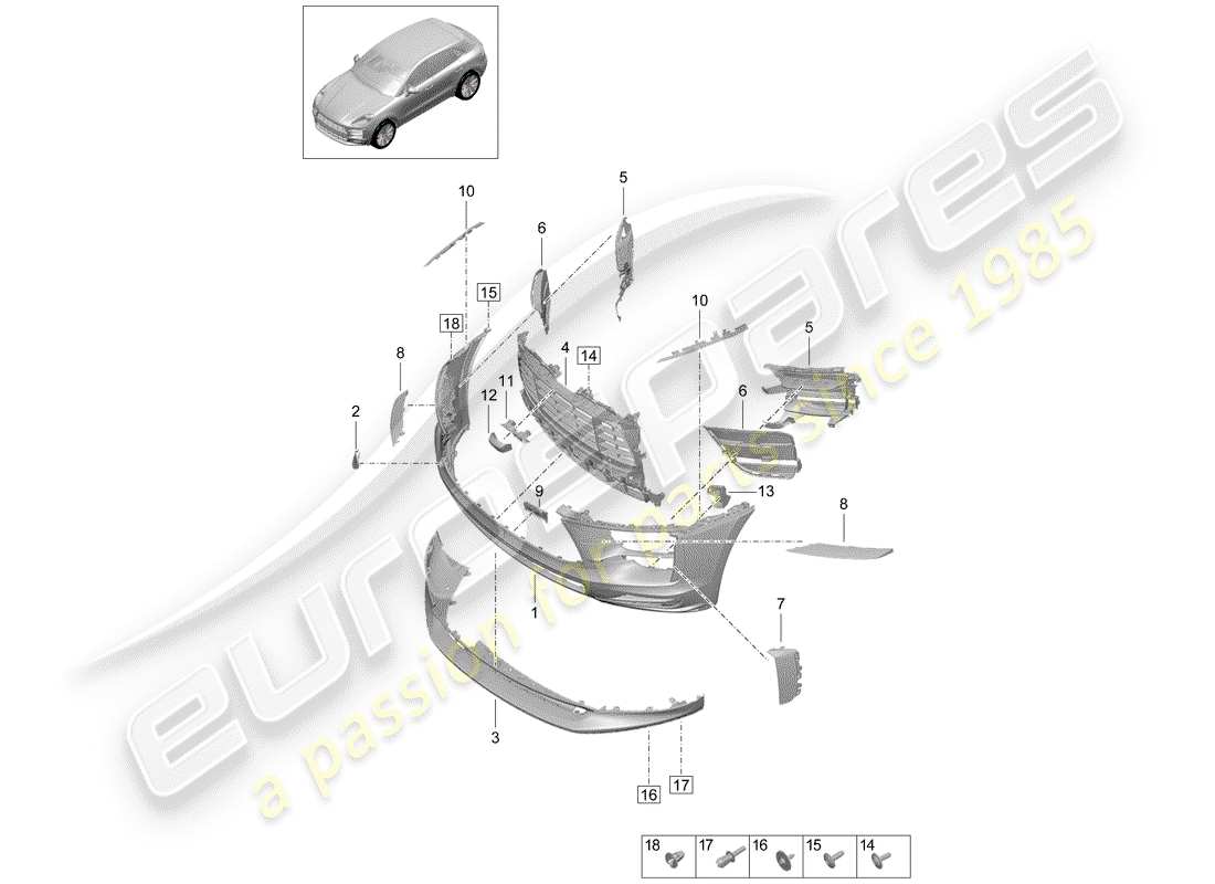 porsche macan (2020) bumper part diagram