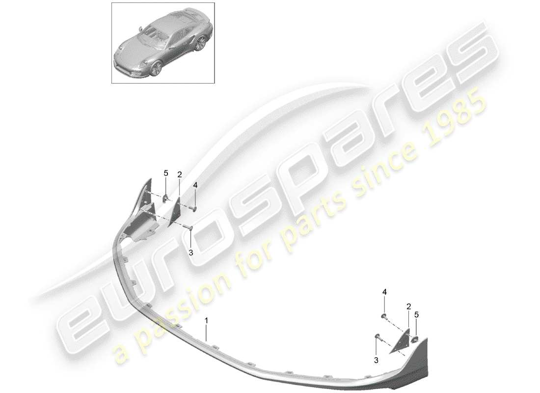 porsche 991 t/gt2rs front spoiler part diagram