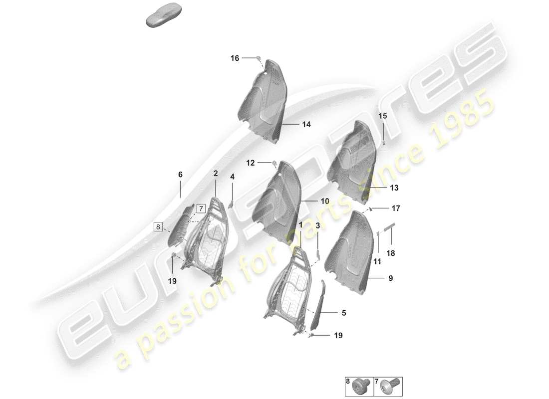 porsche 2019 frame - backrest part diagram