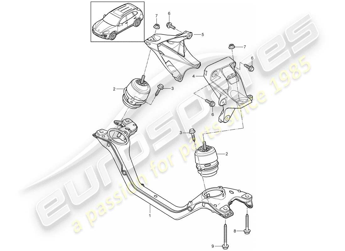 porsche cayenne e2 (2013) engine lifting tackle part diagram