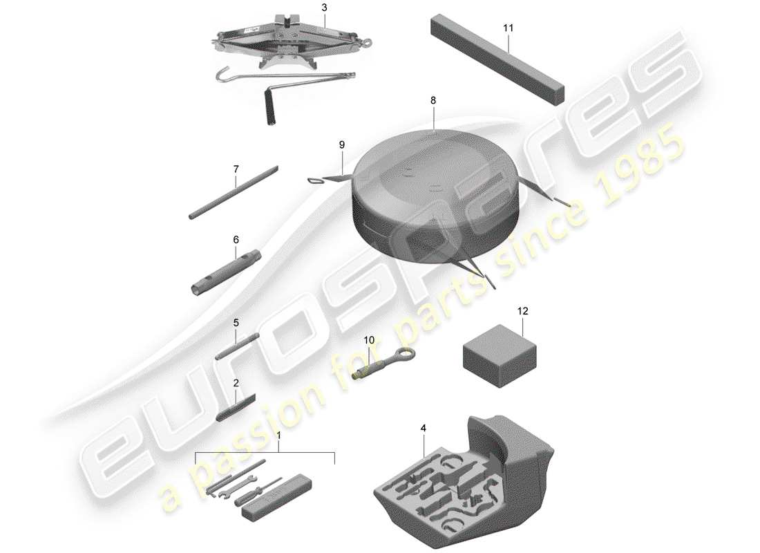porsche 991r/gt3/rs (2019) tool parts diagram