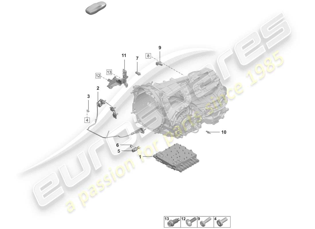 porsche 992 (2020) 8-speed dual clutch gearbox part diagram