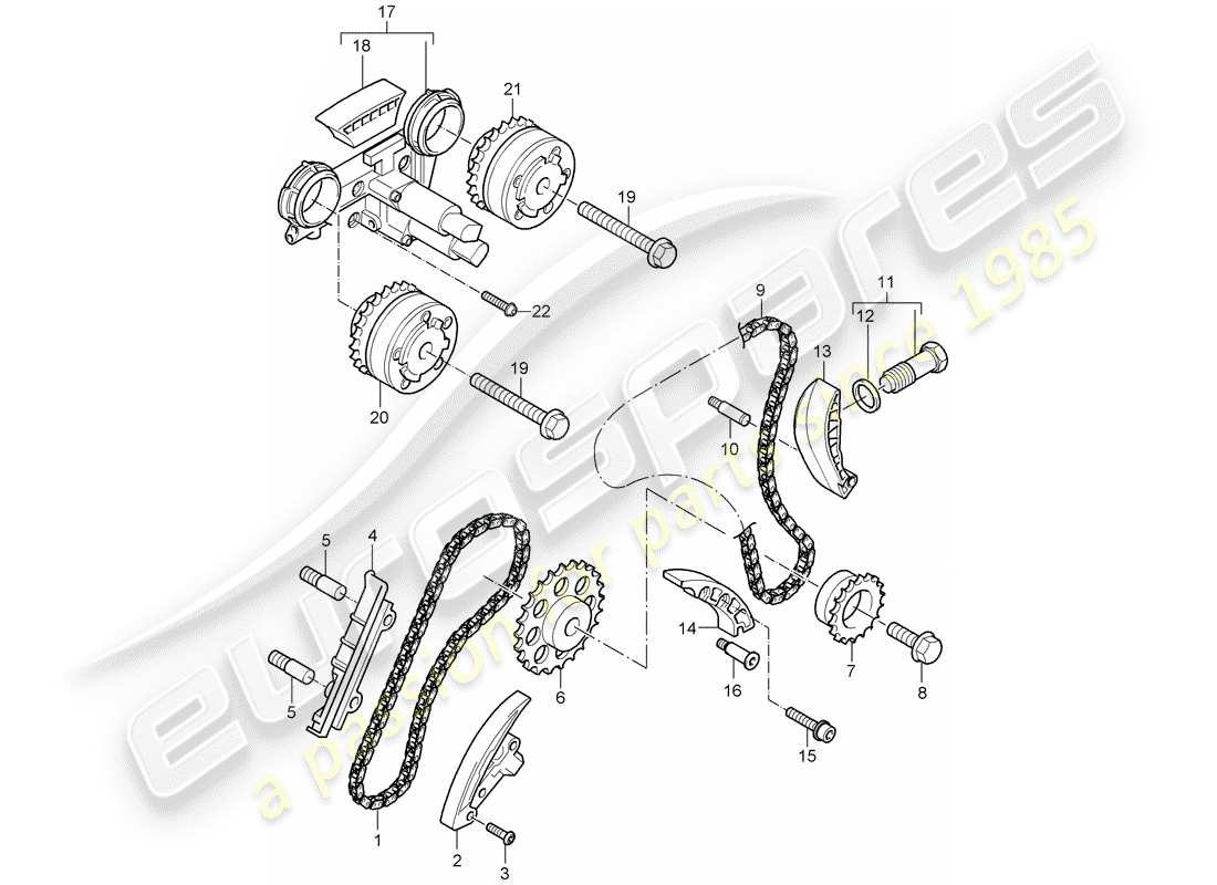 porsche cayenne (2003) timing chain part diagram