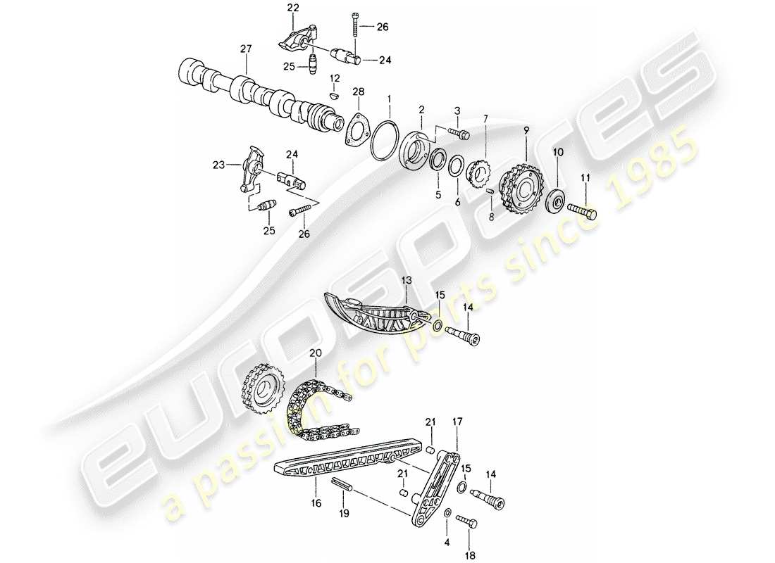 porsche 993 (1996) valve control part diagram