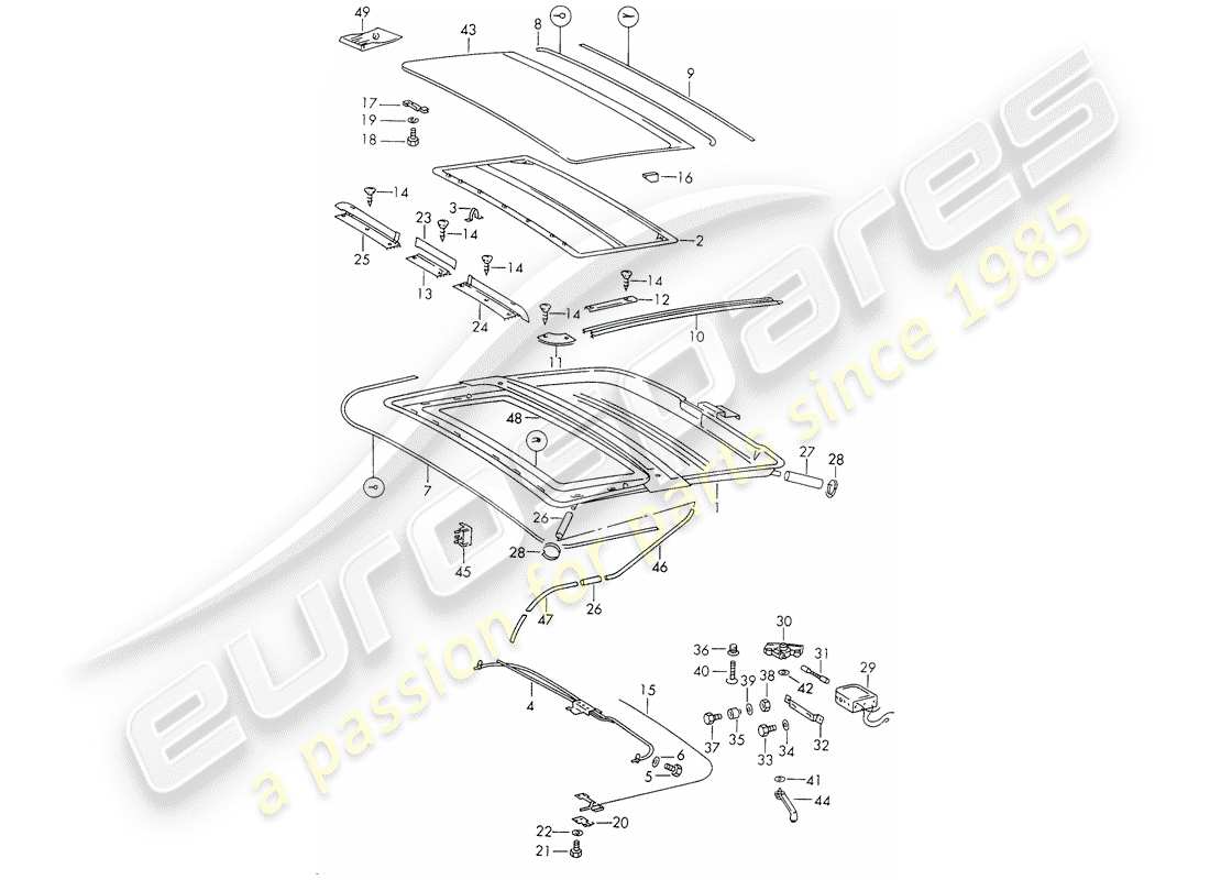 porsche 911 (1970) sunroof - electric part diagram