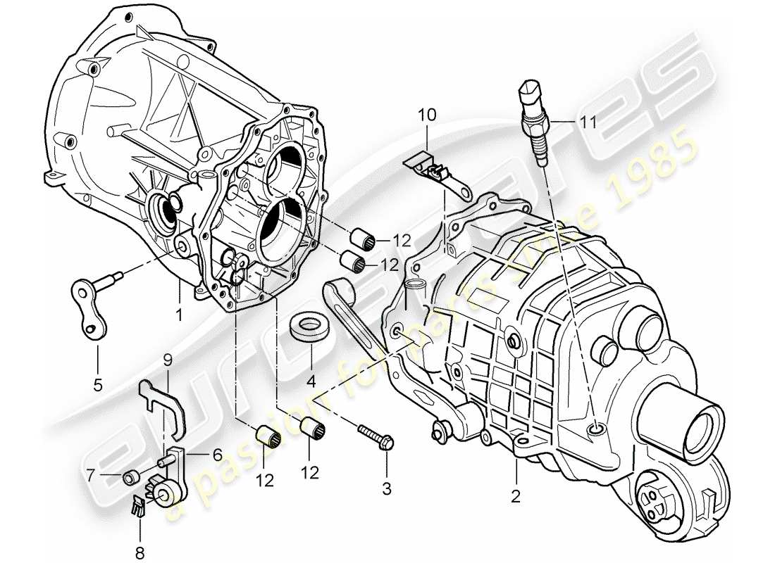 porsche 996 (2004) transmission case - transmission cover parts diagram