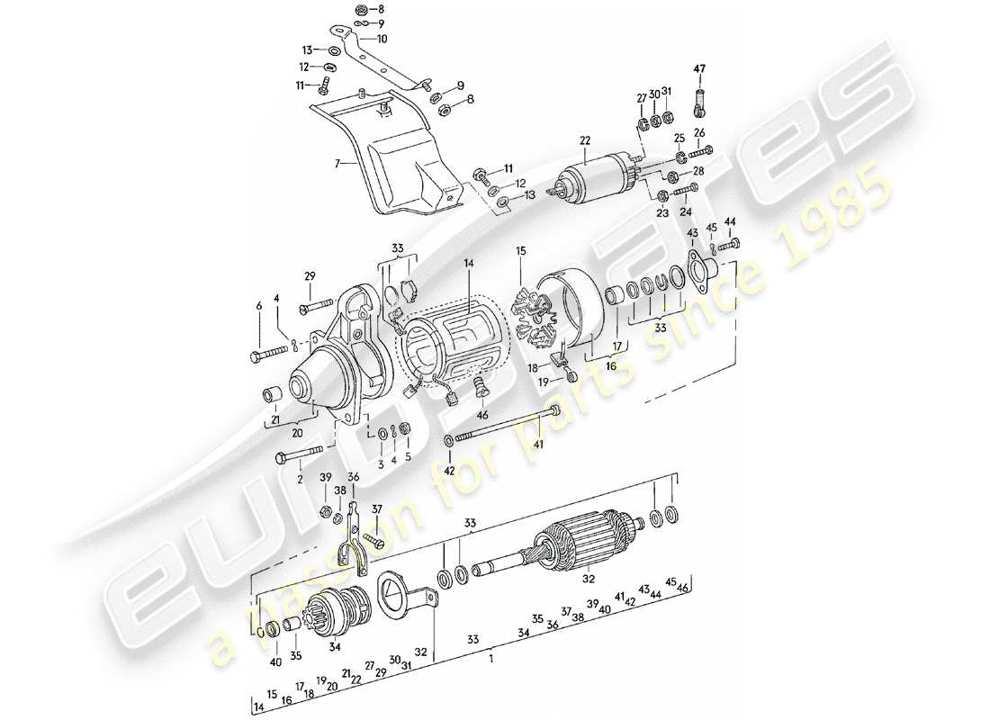 porsche 924 (1980) starter part diagram