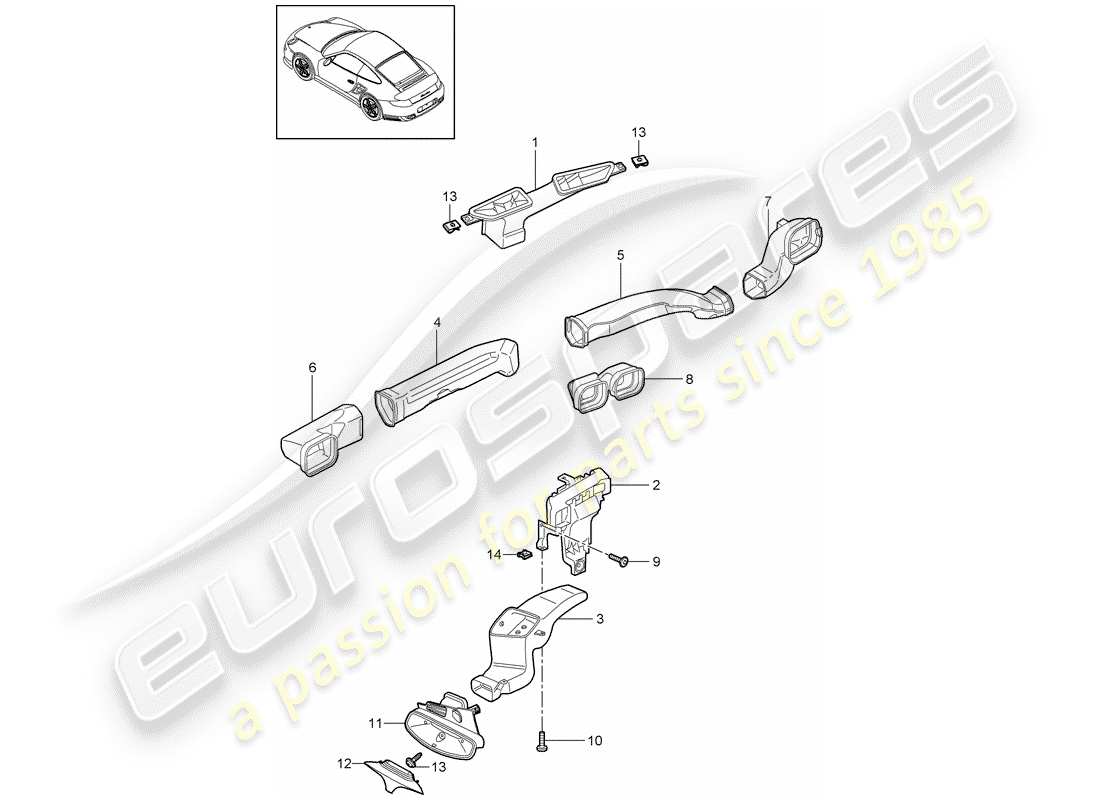 porsche 911 t/gt2rs (2012) air distributor parts diagram