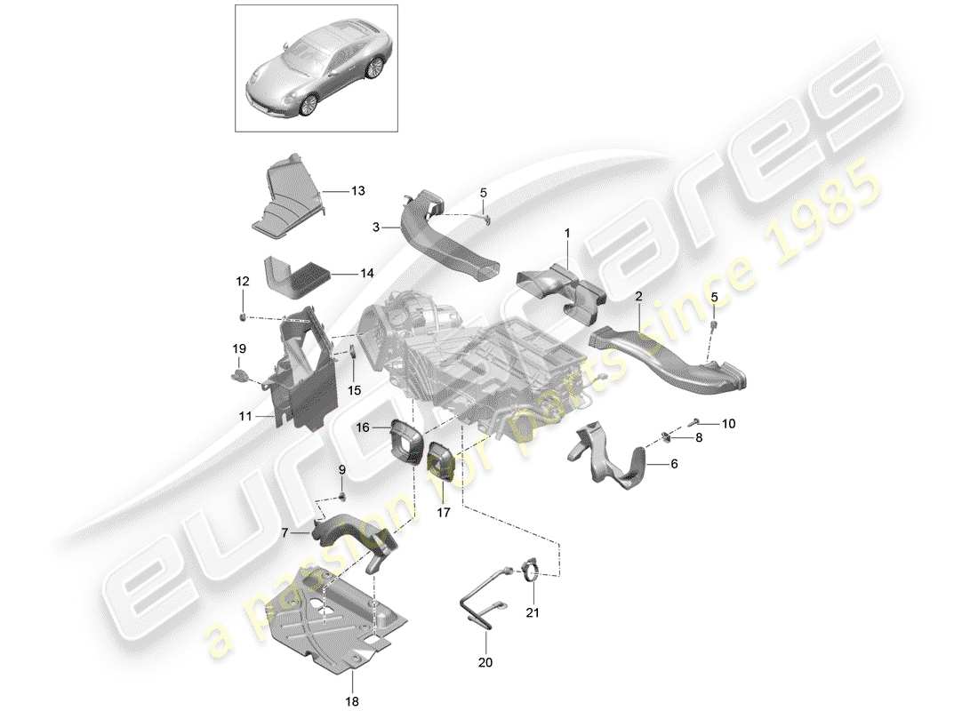 porsche 991 gen. 2 (2019) air duct part diagram