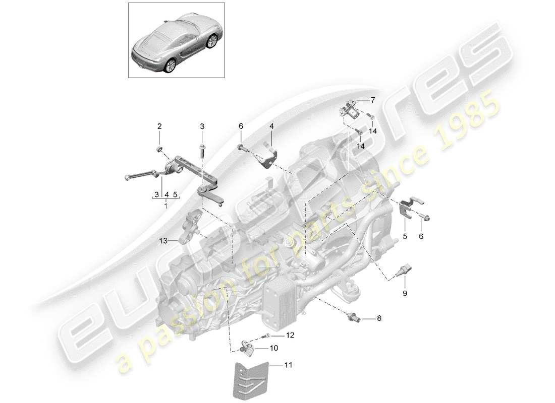 porsche cayman 981 (2014) manual gearbox parts diagram