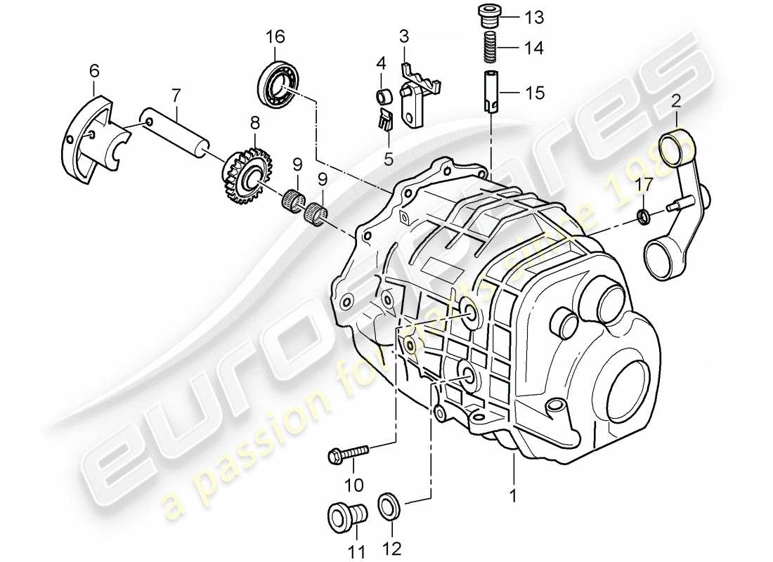 porsche boxster 986 (2003) transmission case - transmission cover parts diagram