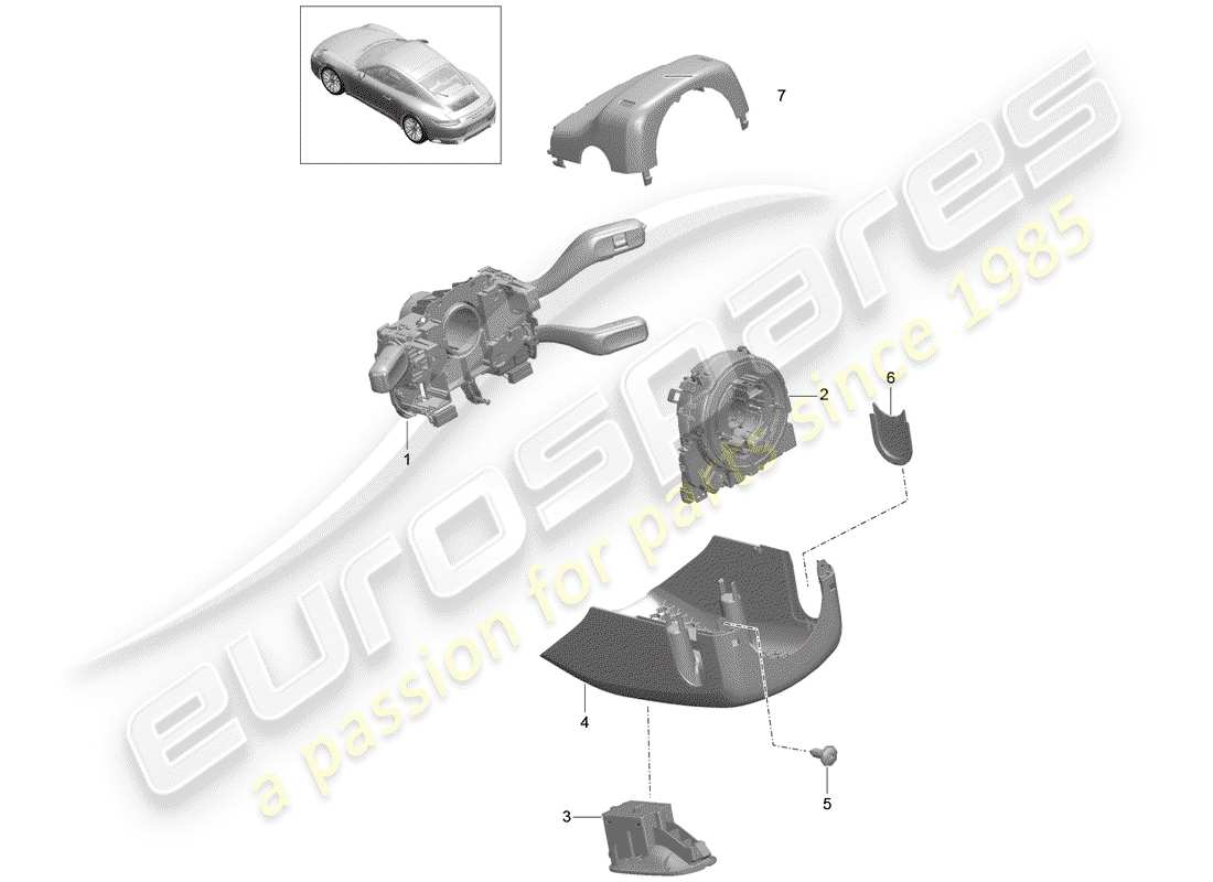 porsche 991 gen. 2 (2019) steering column switch part diagram