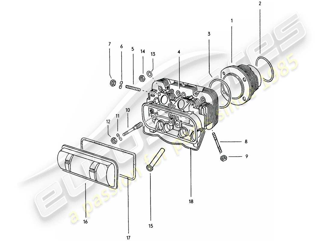 porsche 914 (1974) cylinder head parts diagram