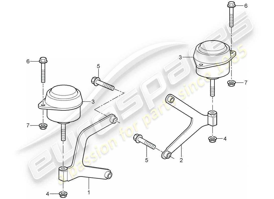 porsche boxster 986 (2004) manual gearbox - gearbox mounting - d - mj 2000>> parts diagram
