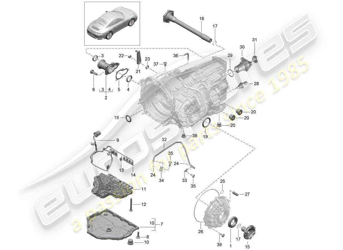 porsche 991 gen. 2 (2018) - pdk - parts diagram