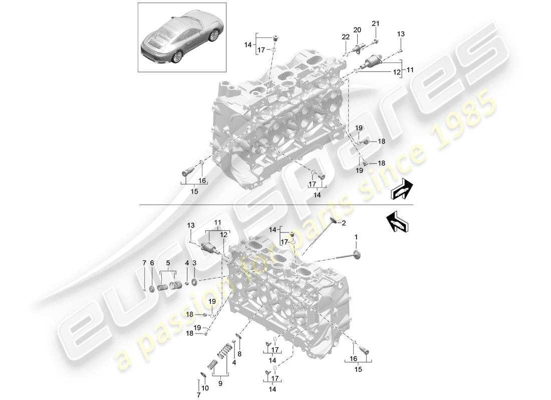 porsche 991 gen. 2 (2019) cylinder head part diagram