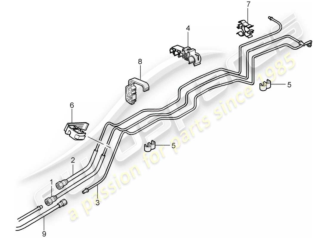 porsche 997 t/gt2 (2007) fuel system part diagram