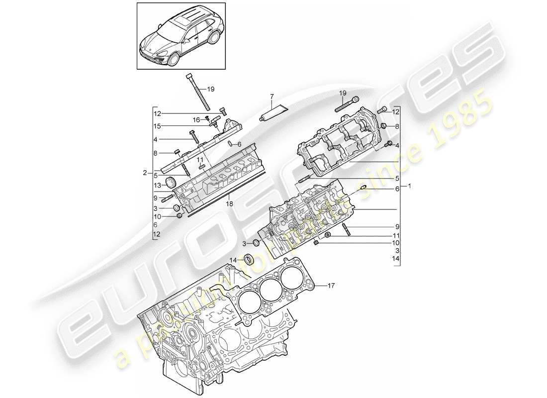 porsche cayenne e2 (2013) cylinder head part diagram