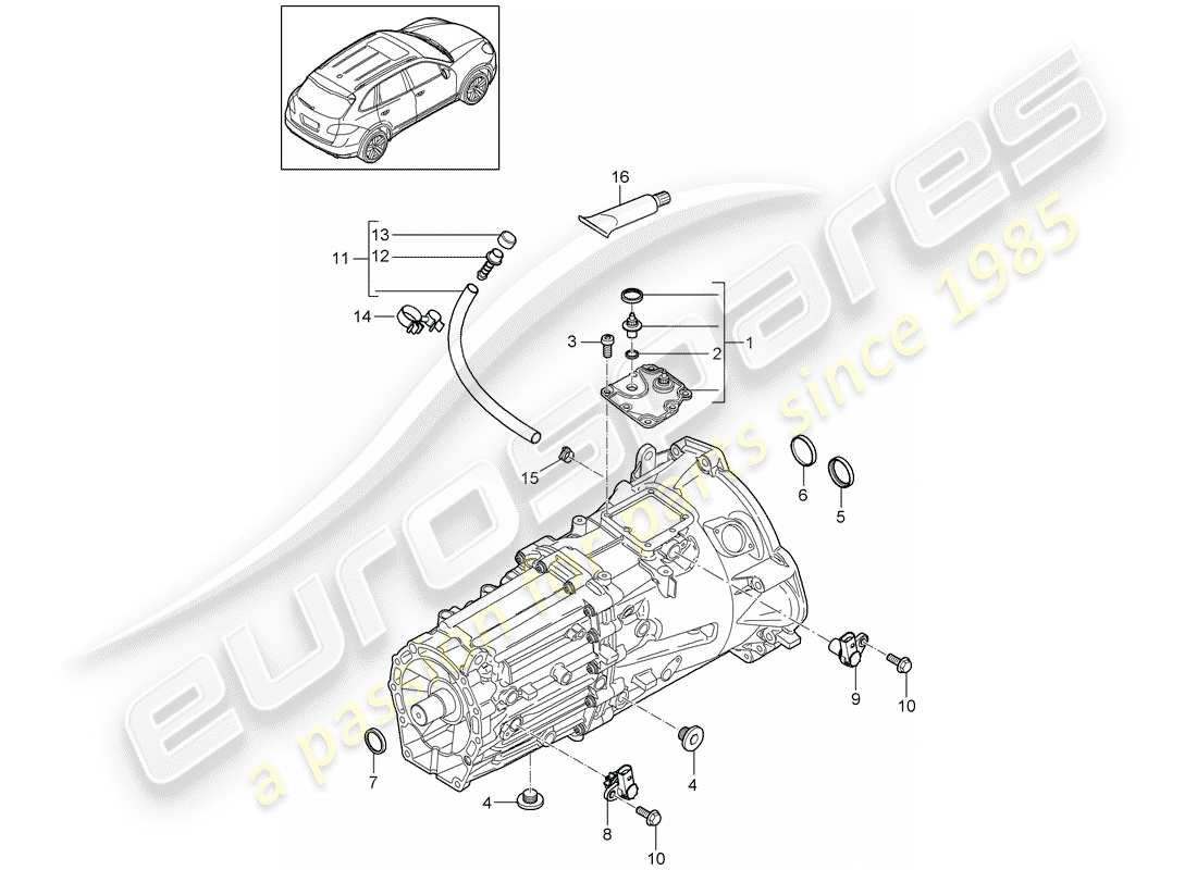 porsche cayenne e2 (2012) replacement transmission part diagram