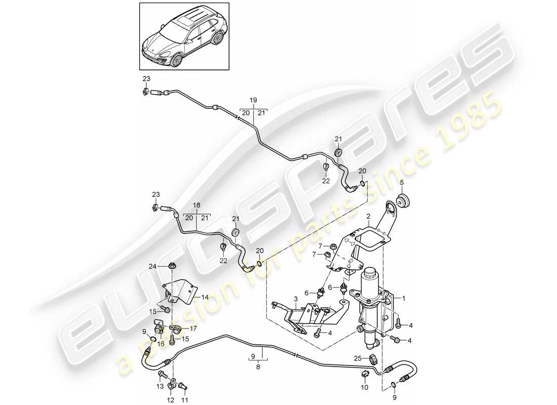 porsche cayenne e2 (2012) control mechanism parts diagram