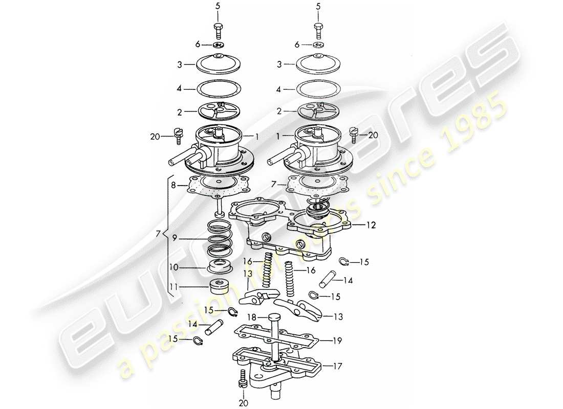 porsche 911/912 (1967) single parts - for - fuel pump - double sided - mechanical - d >> - mj 1968 part diagram